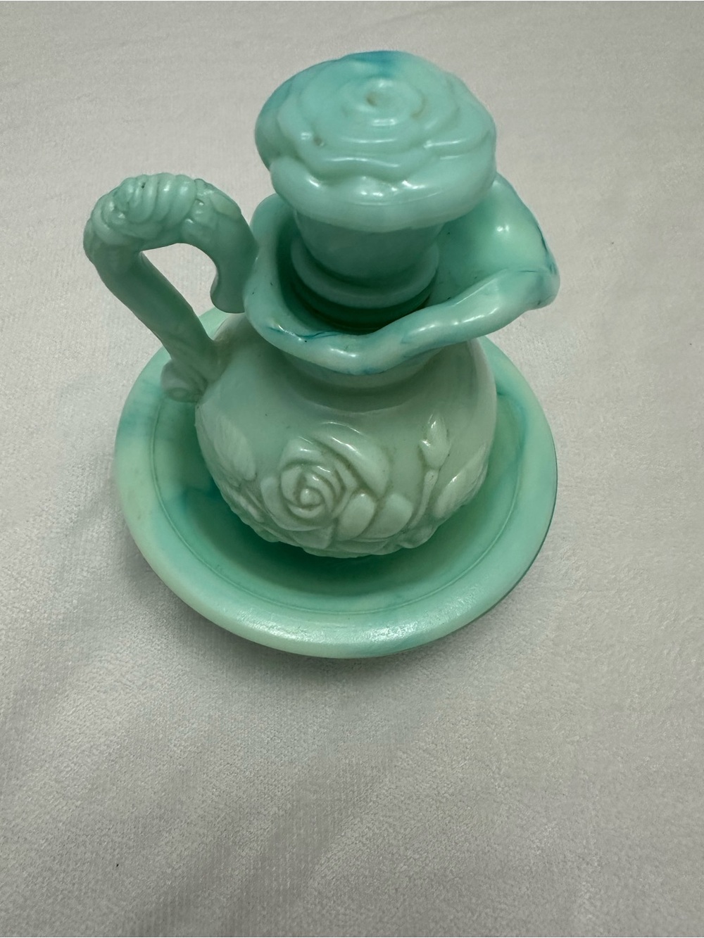 Vintage Avon Bath Pitcher – Pale Green Rose Design